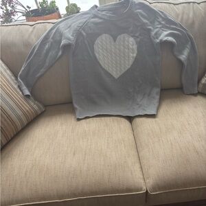 Gray Sweater with White Heart Design